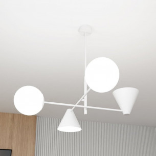 Lampa sufitowa szklana 4 punktowa Hermes 70cm biała Emibig