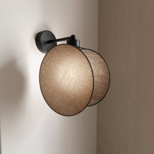 Motif black&natural round boho wall lamp Emibig