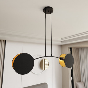 Motif 82cm black&amp;gold 2-light pendant lamp Emibig