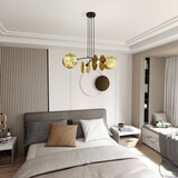 Lampa wisząca 4 punktowa z abażurami Motif 82 złota Emibig