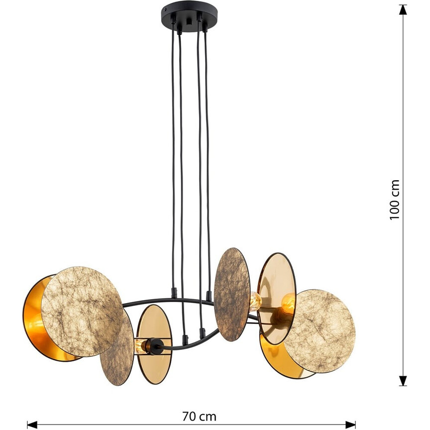 Lampa wisząca 4 punktowa z abażurami Motif 82 złota Emibig