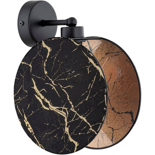 Kinkiet okrągły z abażurem Motif czarno-złoty imitacja marmuru Emibig 2