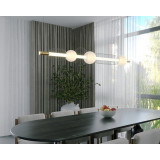 Lampa wisząca podłużna ażurowo-szklana Bora C LED 126cm czarny / złoty / opal MaxLight