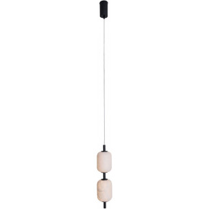 Lampa wisząca japandi Elena LED 12cm biały jedwab / czarny MaxLight