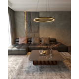 Lampa wisząca okrągła z pilotem sterowania QLED 81cm czarna MaxLight