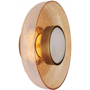 Signature LED 22cm amber&amp;brass glass round wall lamp Maxlight