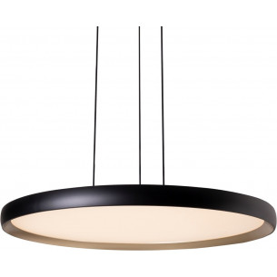 Vik LED 48cm black&amp;gold round pendant lamp with flat shade Maxlight