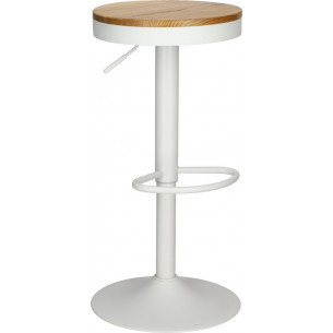 Lofter bar stool with white base and wooden seat Intesi