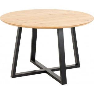 Malika 120cm oak &amp; black round veneered dining table Actona