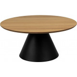 Soli 85cm oak &amp; black round veneered coffee table Actona