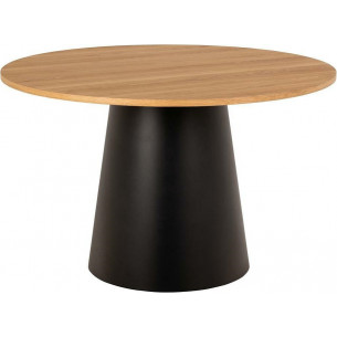 Soli 120cm oak &amp; black veneered round table with one leg Actona