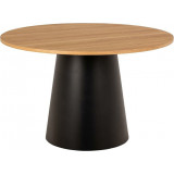 Soli 120cm oak &amp; black veneered round table with one leg Actona