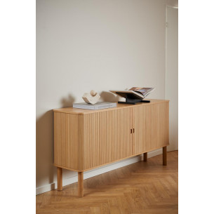 Langley 160x40x80cm oak veneered chest of drawers on legs Actona