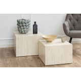 Dice beige travertine set of square coffee tables Actona