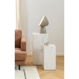 Dice beige white marble side tables set Actona