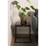 Barossa 40x40cm black marble&amp;black square side table Actona