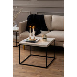 Stolik kwadratowy Barossa 60x60cm beżowy trawertyn / czarny Actona