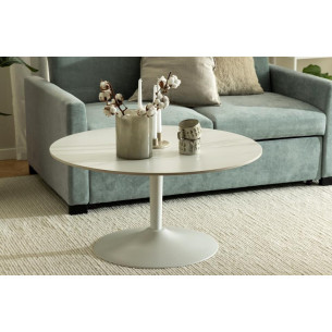 Malta 60cm white ceramic coffee table with one leg Actona