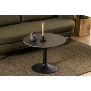 Malta 60cm black ceramic coffee table with one leg Actona