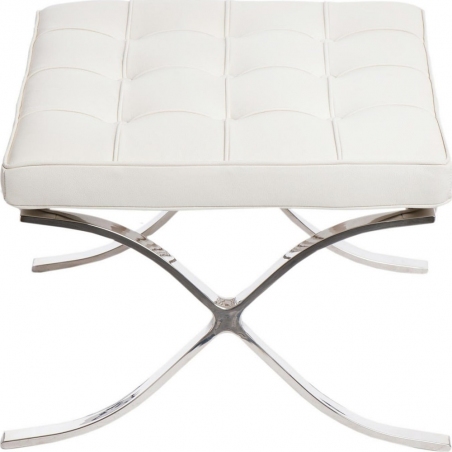 Stylowy Podnóżek skórzany pikowany insp. Barcelon (Otoman) Biały D2.Design do fotela.