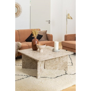 Vega 90x90cm beige square marble coffee table Actona