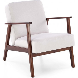 Milano walnut / light beige castel 04 upholstered PRL / vintage armchair Halmar