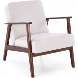 Milano walnut / light beige castel 04 upholstered PRL / vintage armchair Halmar Milano walnut / light beige castel 04 upholstered PRL / vintage armchair Halmar