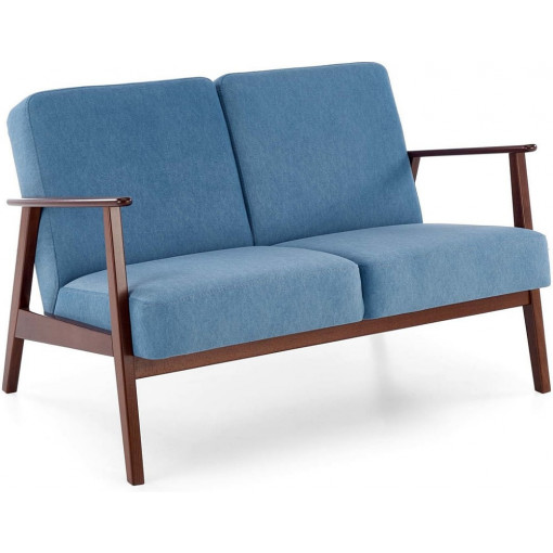 Milano 120cm walnut&amp;Blue castel 74 2-seater PRL / vintage sofa Halmar