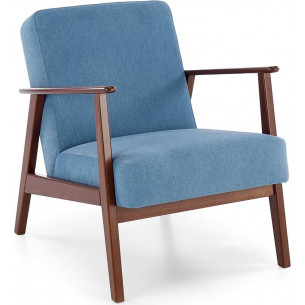 Milano walnut&amp;blue castel 74 upholstered PRL / vintage armchair Halmar