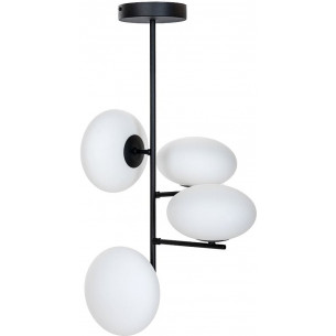 Omi 40cm white opal&amp;black 4-point ceiling glass lamp Zumaline