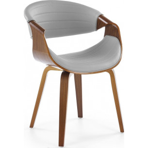 K544 grey&amp;walnut wooden chair with eco-leather seat Halmar