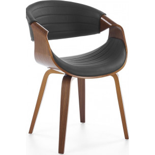 K544 black&amp;walnut wooden chair with eco-leather seat Halmar