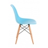 DSW Armless blue plastic chair with wooden legs D2.Design