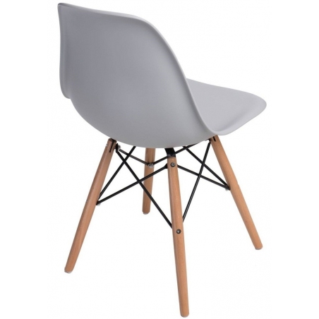 DSW Armless light grey plastic scandinavian chair with wooden legs D2.Design