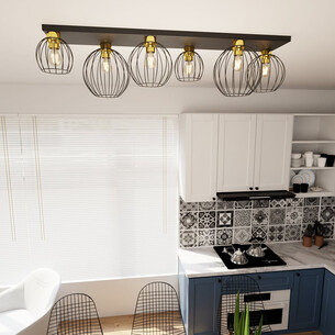 Plafon druciane kule Nest VI 126cm czarno-złoty Emibig 2