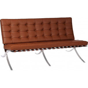 Barcelon light brown 2 seater leather quilted sofa D2.Design