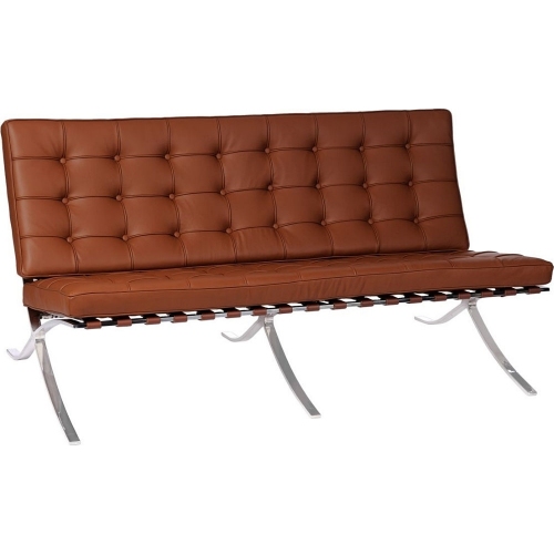 Barcelon light brown 2 seater leather quilted sofa D2.Design