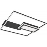 Spiro LED 53x50cm black matt Square ceiling lamp with remote control Reality