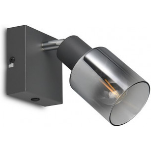 Cadiz anthracite&amp;gray glass with mirror effect Glass wall lamp with switch Reality