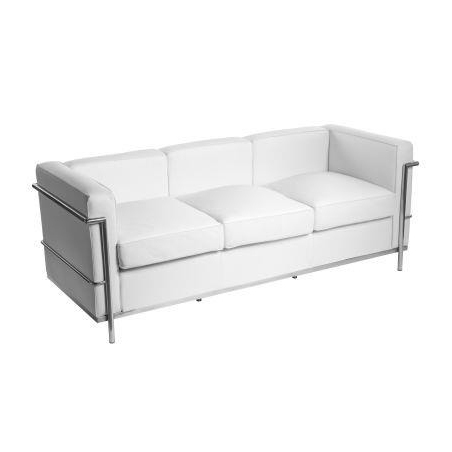 LC white 3 seater leather sofa D2.Design