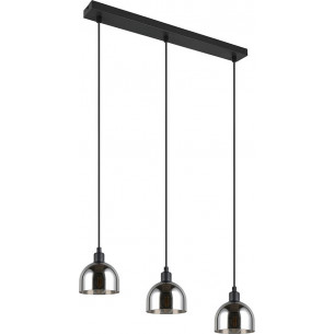 Lampa wisząca szklana potrójna na listwie Molly III 60cm chrom / czarny mat Reality