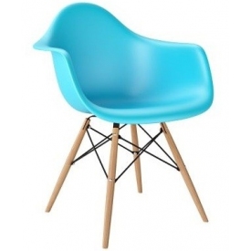 Daw blue plastic chair with armrests D2.Design