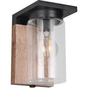 Ardila wood imitation&amp;black&amp;transparent Outdoor wall lamp with twilight sensor Trio