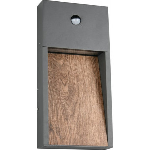 Salmon LED 3000K wood imitation&amp;anthracite Outdoor wall lamp with motion sensor Trio