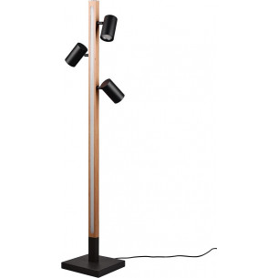 Marley III Black Matte&amp;Wood Loft Floor Lamp Trio