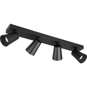 Sharp matt Black 4-Point Ceiling Spotlight Trio