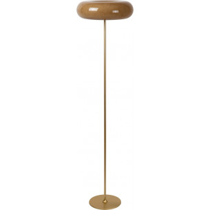 Lampa podłogowa szklana retro Sentino 150cm taupe / matowe złoto / mosiądz Lucide