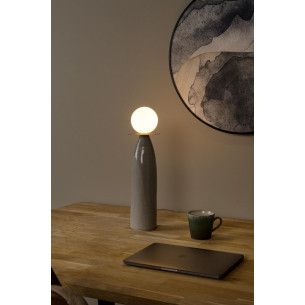 Lampa stołowa ceramiczna ze szklaną kulą Figaro 12cm H45cm opal / szary Lucide