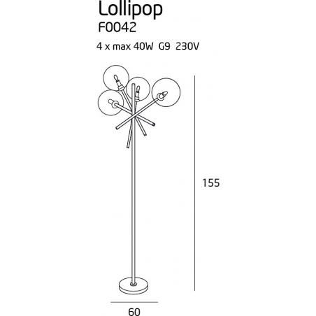 Lollipop brass&amp;transparent glass ballas floor lamp MaxLight