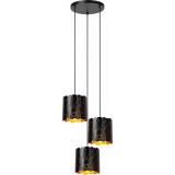 Lampa wisząca dekoracyjna potrójna Almelo III 45cm czarny / matowe złoto / mosiądz Lucide